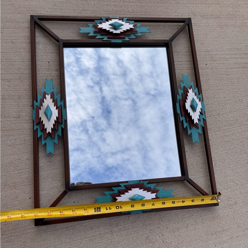Southwestern style metal mirror